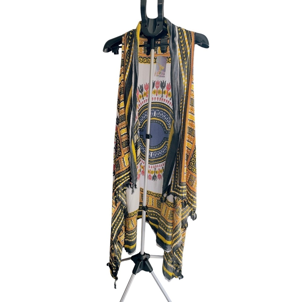 Uniti Casuals NWT Dashiki African Print Long Duster Vest Boho One Size Women's